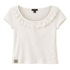 Vintage Ruffled Cottagecore Top Women Sz Small Soft Girl Coquette Farmhouse Chic